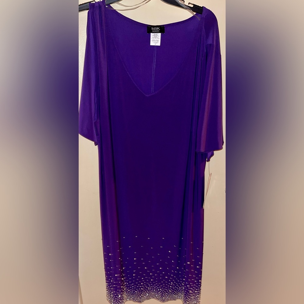 MSK Woman Size 3X Plus Size Short Cocktail Dress Bead Work Formal